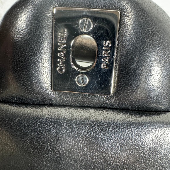 Chanel Hula Flap Bag Black Lambskin Hoop CC SHW Small Wind Power Silver Quilted - Picture 15 of 15